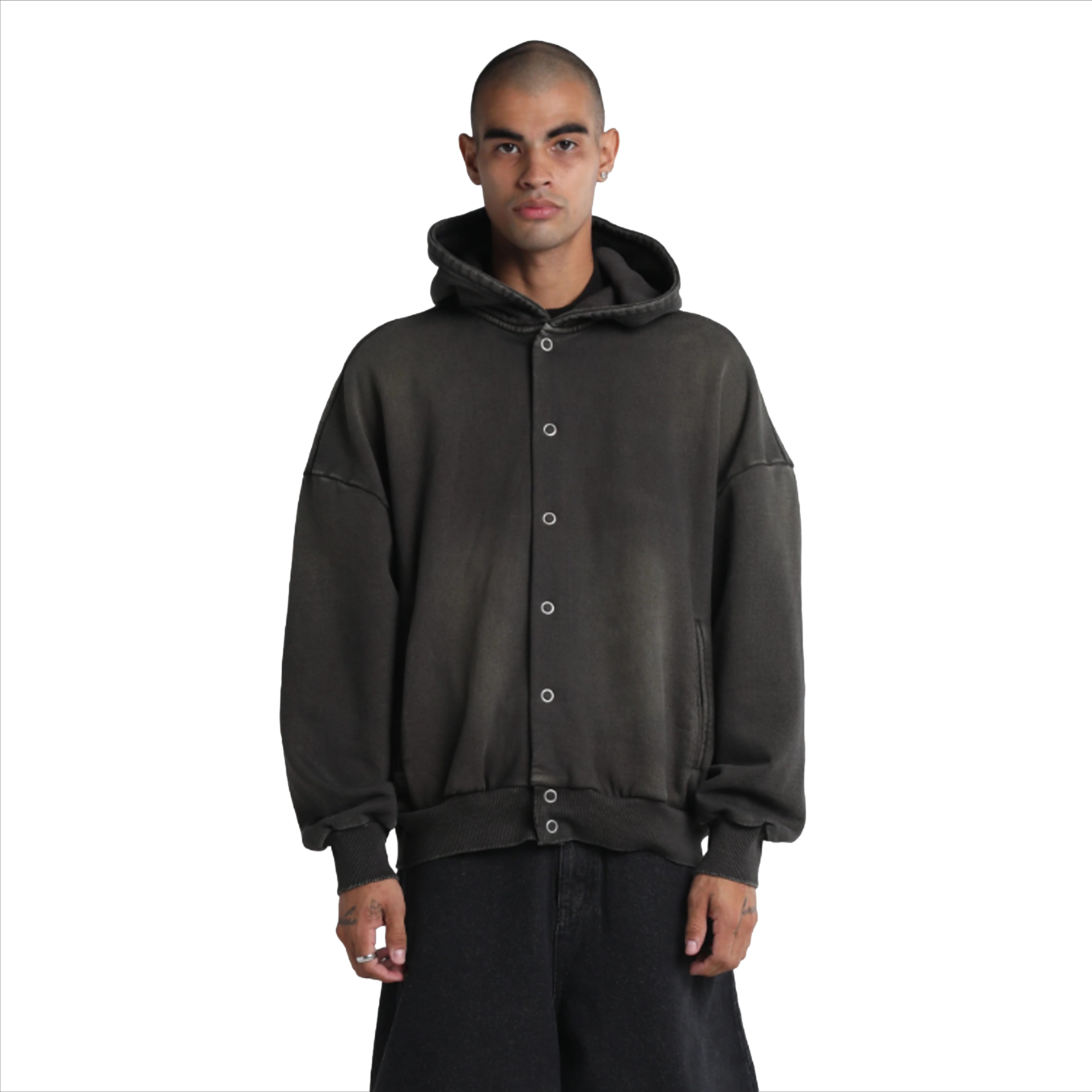 Garment Dye Button Hoodie