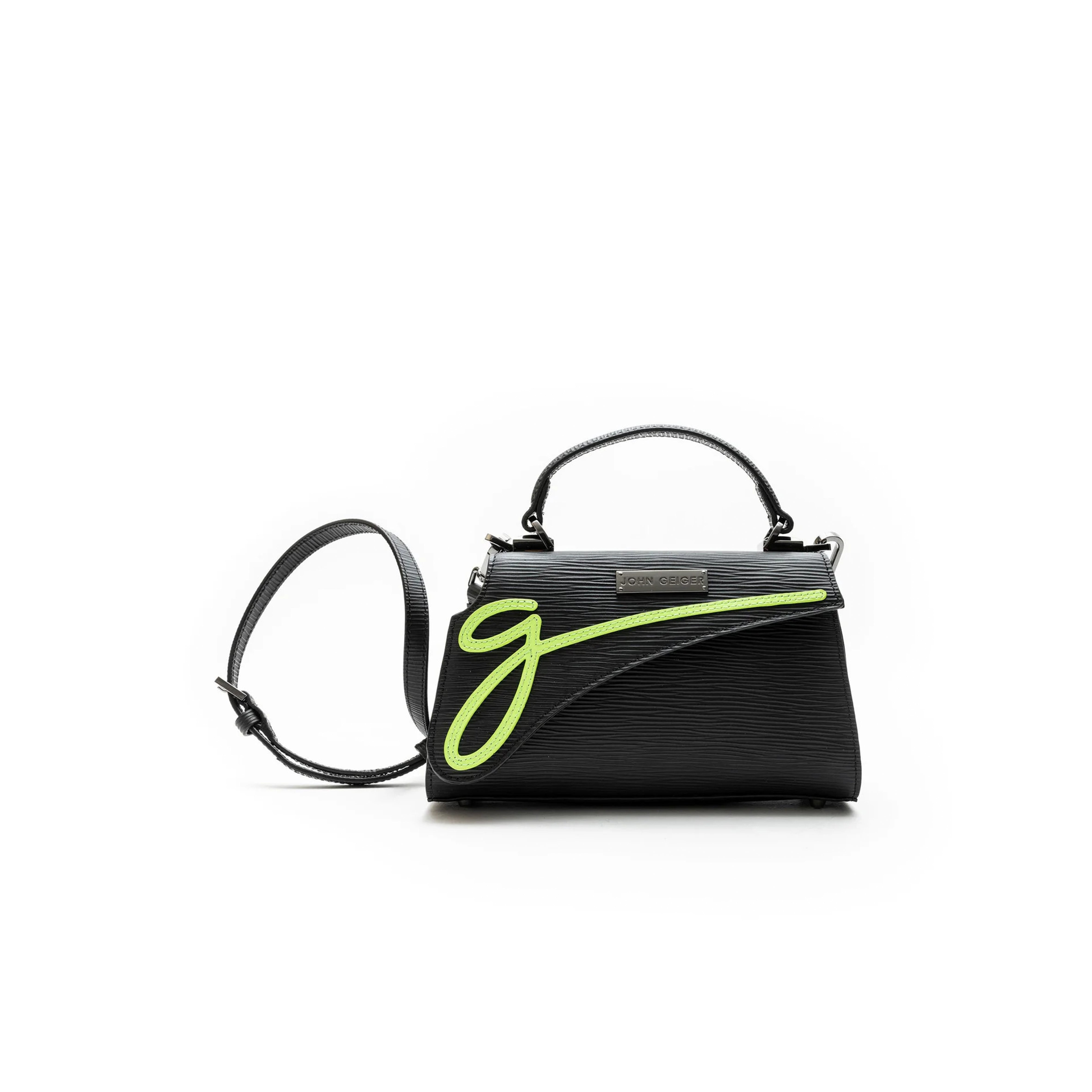 MEDIUM LOWERCASE FLAP BAG “BLACK/LIME”