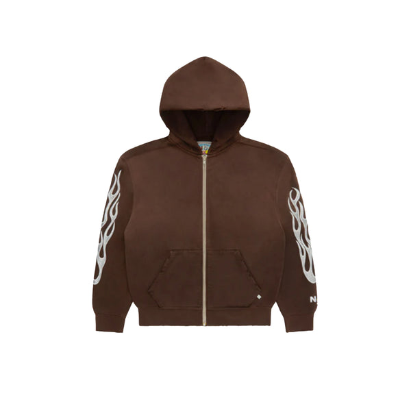 Metallic Flame Zip-Up Hoodie