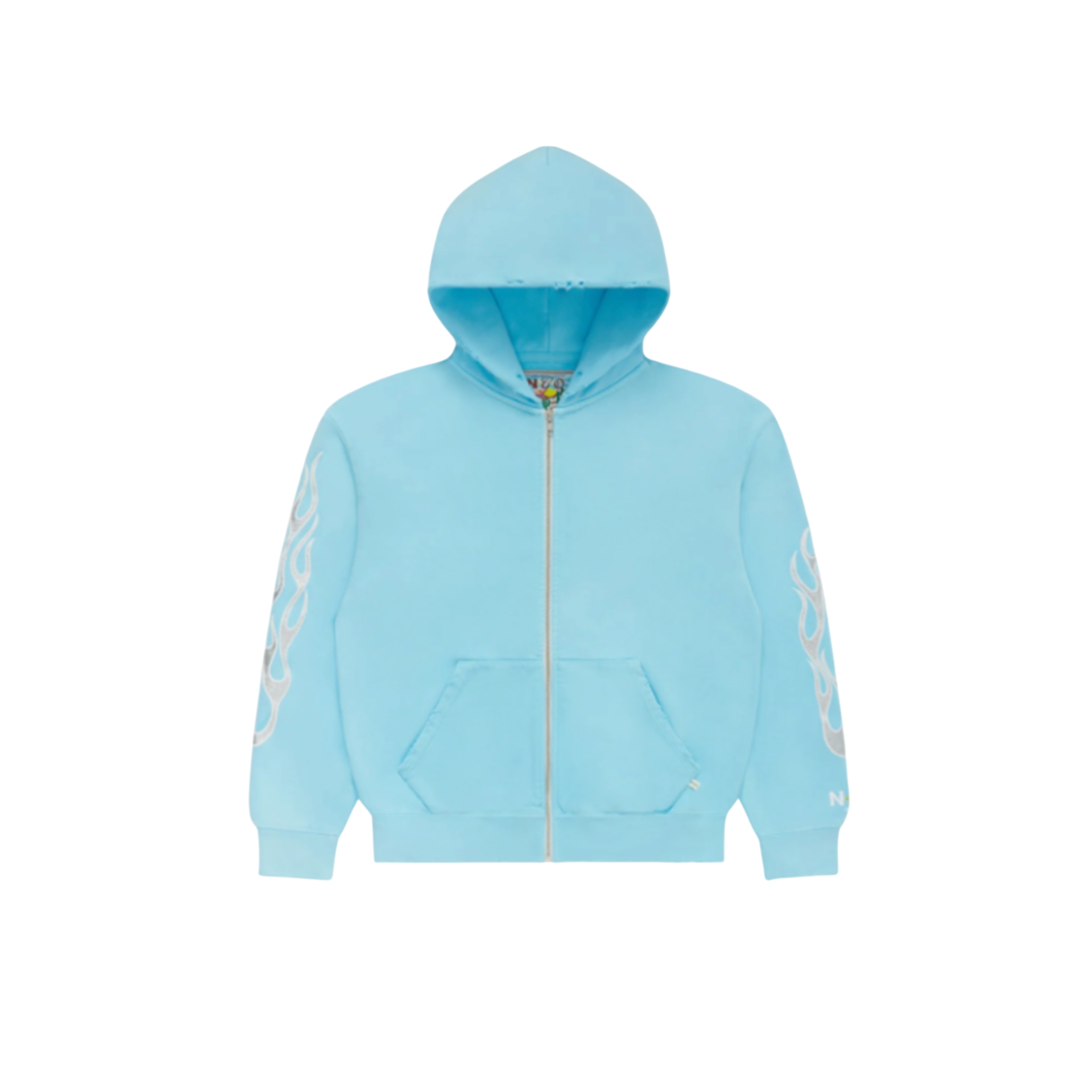 Metallic Flame Zip-Up Hoodie