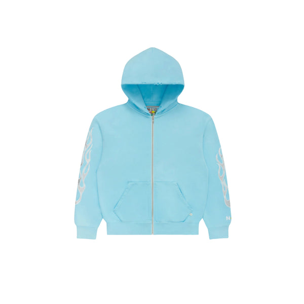 Metallic Flame Zip-Up Hoodie