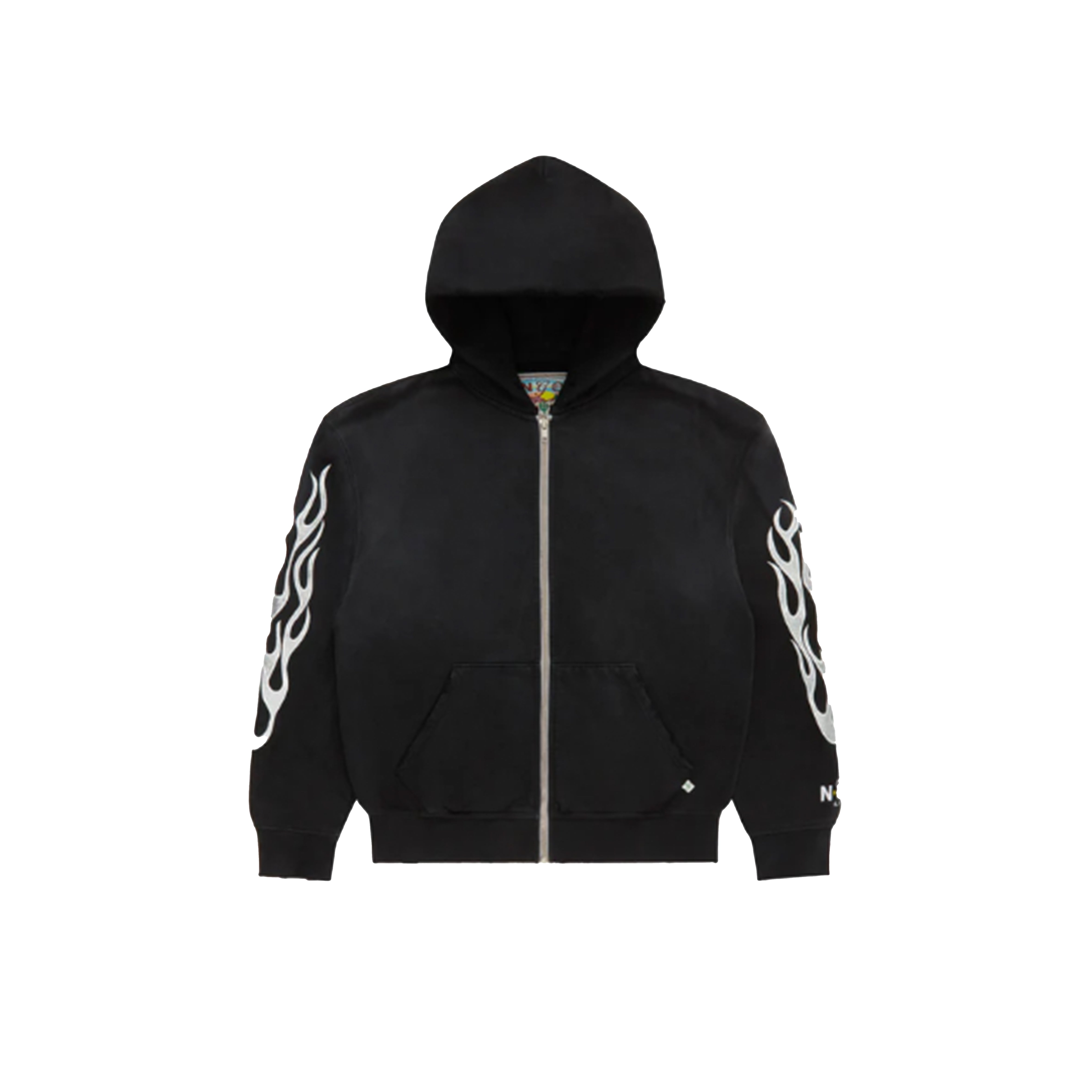 Metallic Flame Zip-Up Hoodie