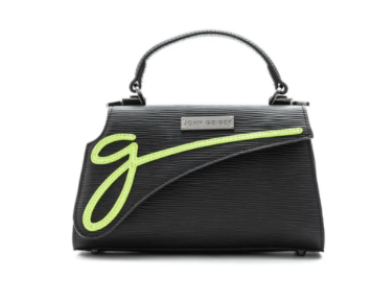 John Geiger MEDIUM LOWERCASE FLAP BAG “BLACK/LIME”