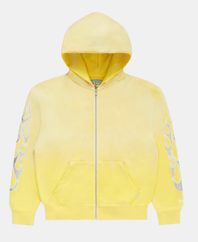 Metallic Flame Zip-Up Hoodie