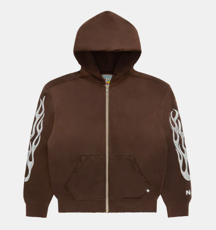 Metallic Flame Zip-Up Hoodie