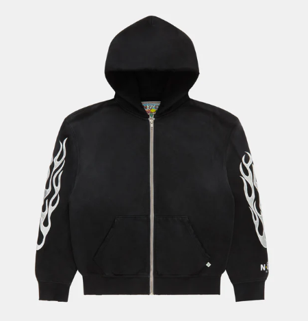 Metallic Flame Zip-Up Hoodie