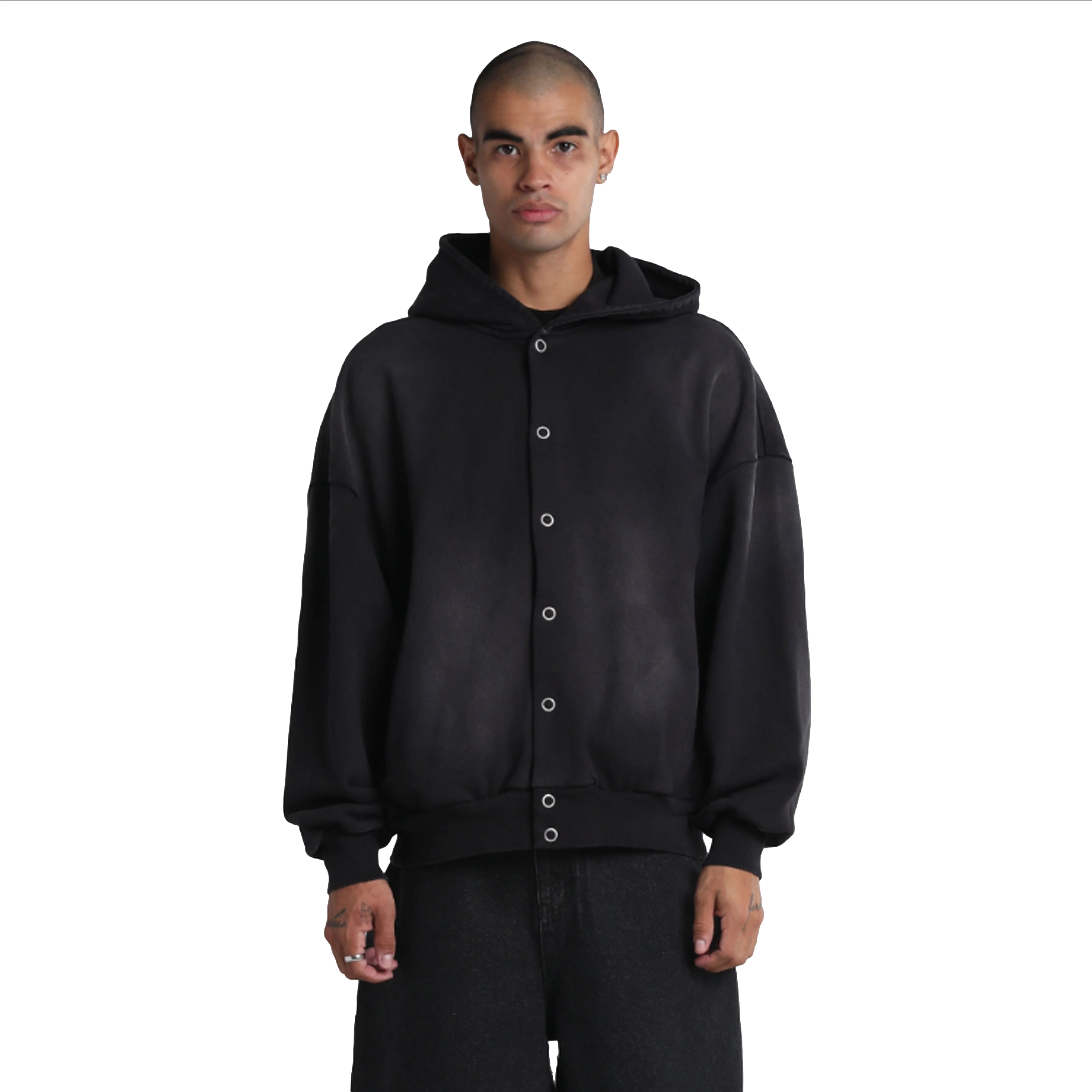 Garment Dye Button Hoodie