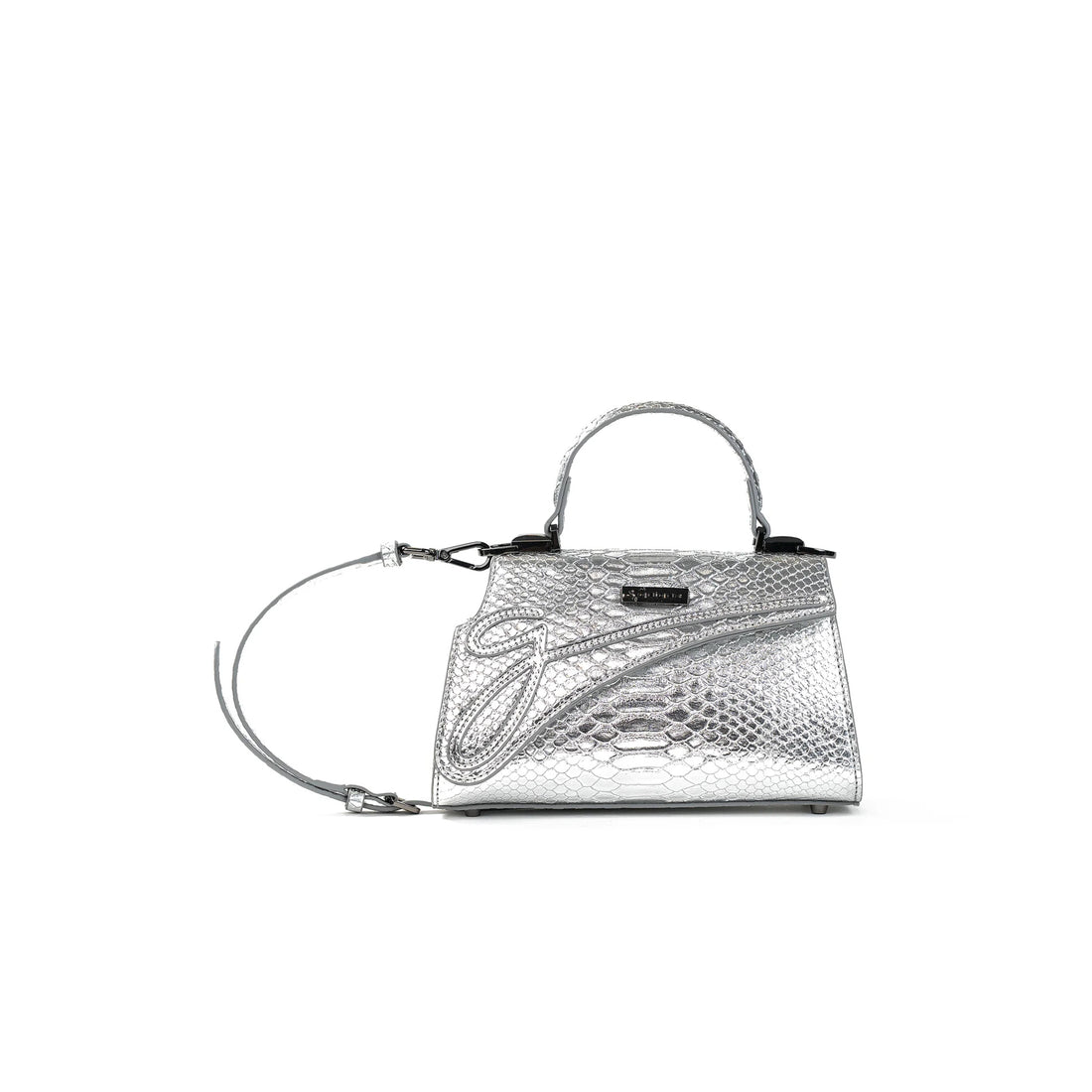 John Geiger Medium Chrome Python Lowercase Flap Bag